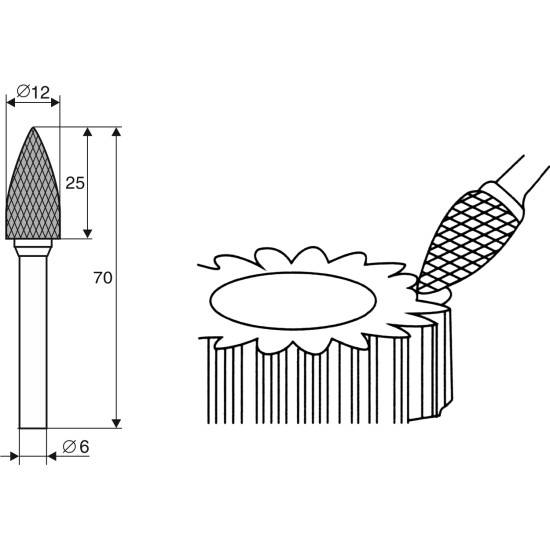 Борфреза Аркоподобная заостренная 