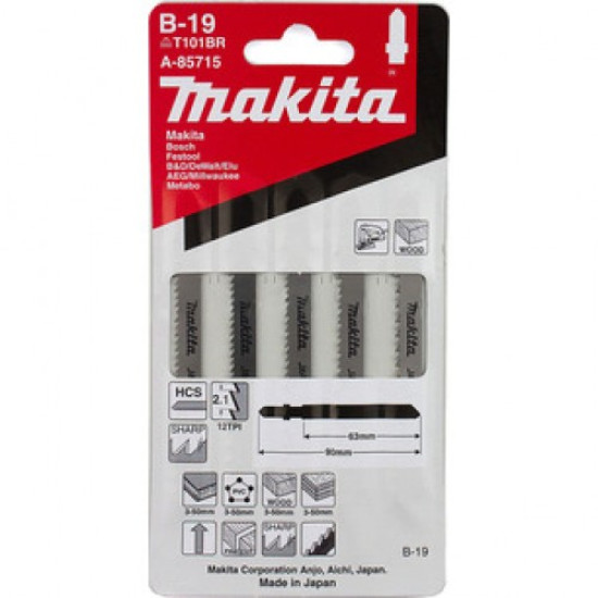 ЛОБЗИКОВАЯ ПИЛКА ДЛЯ ДЕКОРАТИВНЫХ МАТЕРИАЛОВ В-19, 5 ШТ. MAKITA A-85715