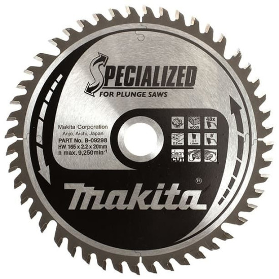 Пильный диск по дереву для погружных пил 165x20x2.2 48T ATB Makita B-35293