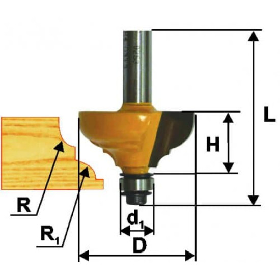 Фреза кром. калевочная ф28,7х12,7мм R4/4мм хв. 8мм
