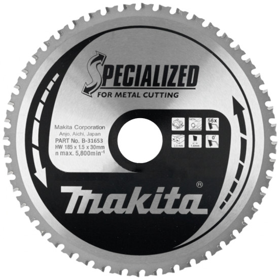 Диск по металлу, 185x1.5x30, 56T, SMTCG Makita B-31653