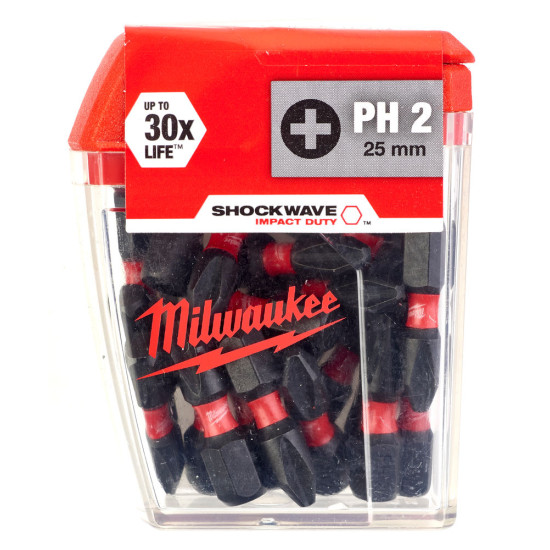 Бита SHOCKWAVE PH2 25мм (25шт), MILWAUKEE, 4932430853