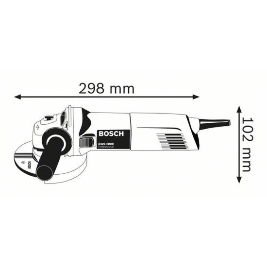Одноручная углошлифмашина BOSCH GWS 1000 в кор. (1000 Вт, диск 125х22 мм, без регул. об.)