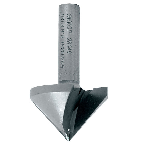 Фреза пазовая ф31,8мм V-обр 90° хв 8мм по ГИПСОКАРТОНУ. Энкор 28049