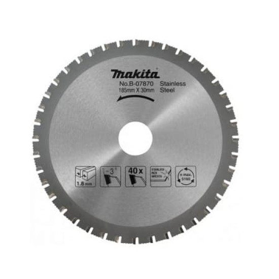 Пильный диск для нержавеющей стали 185x1.6x30 SMTCG 40T Makita B-34154