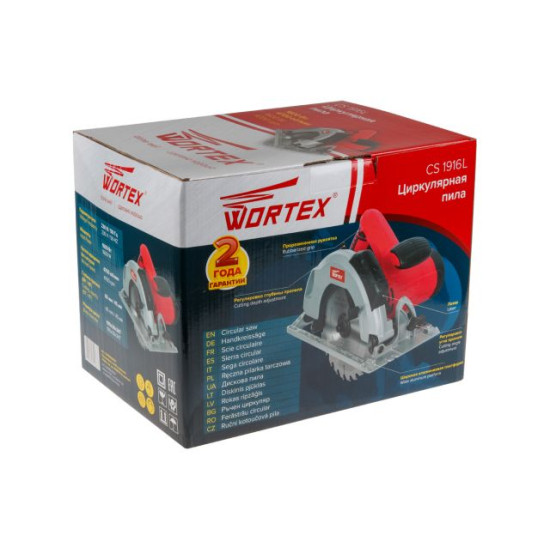 Циркулярная пила WORTEX CS 1916 L в кор. (1600 Вт, 190х30 мм, до 65 мм, лазер) (CS1916L00021)