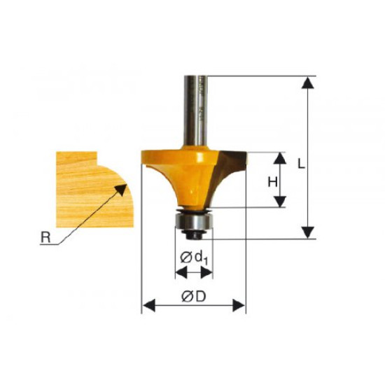 Фреза кромочная калевочная (ф 44,5х21,5 мм; R 15,9 мм; хвостовик12 мм) по дереву Энкор 46238