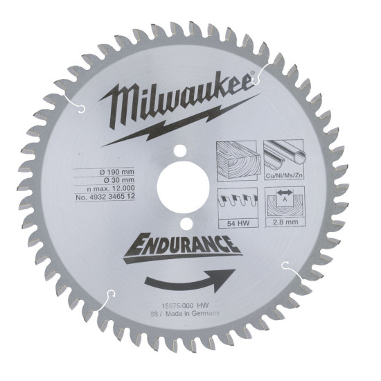 Диск пильный (по дереву) MILWAUKEE D 190х30х2,8 мм 54Z (1 шт.)