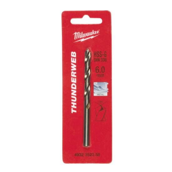 Сверло по металлу HSS-G DIN338 6.0 (1шт), MILWAUKEE, 4932352358