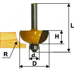 Фреза кром. калевочная ф38,1х15,8мм R12,7мм хв.8мм