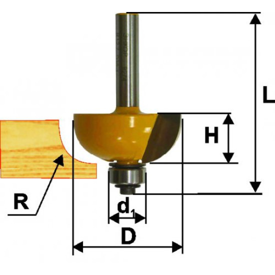 Фреза кром. калевочная ф38,1х15,8мм R12,7мм хв.8мм