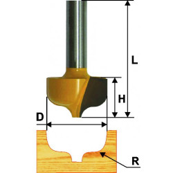 Фреза паз. фасонная ф31,3х16мм R6,4мм хв. 8мм