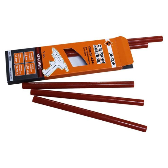 Стержень клеевой 11х190мм, "ЭНКОР 434" 5шт красный