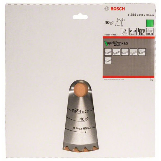 Пильный диск 254х30 мм Z40 Optiline Wood BOSCH (2608640435)