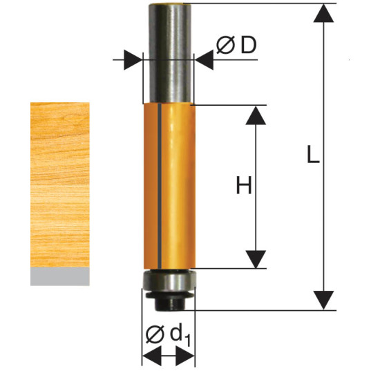 Фреза кромочная прямая ф12,7х51мм хв 12мм